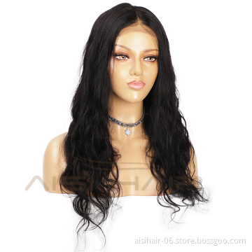 Aisi Hair 22 Inch 100% Brazilian Human Hair Natural Black Wig Long Wavy Swiss Lace Wig Wholesale Front Lace Wigs For Black Women